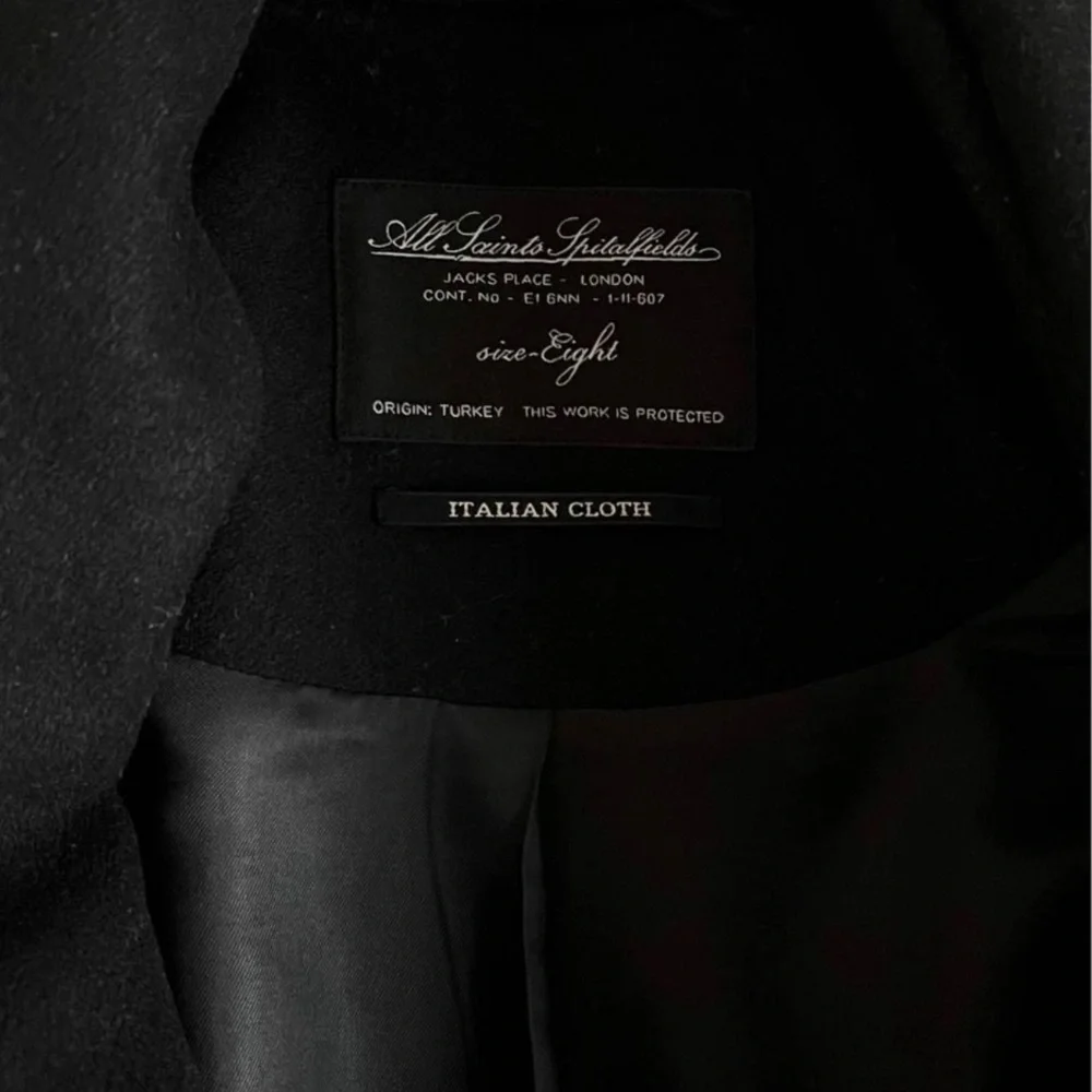 BLACK COAT. ALLSAINTS. Asymmetric shape. Coat & Jacket - Picture 7 of 8